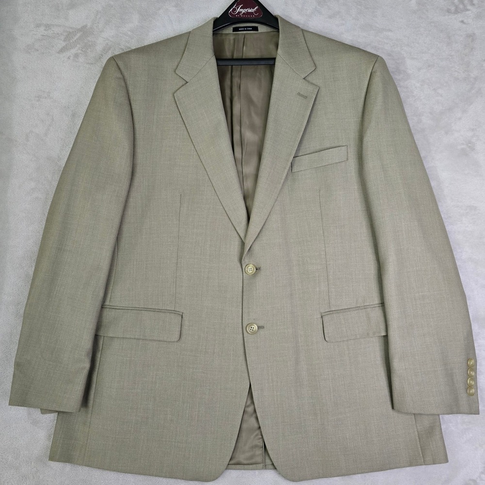 Chaps 46R Sport Coat‎ Blazer Tan Taupe Textured Weave 2 Button Flap Pockets